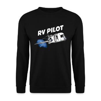 RV Pilot Wohnmobil Geschenk - Unisex Pullover - Schwarz - Vorne - Alina (178cm) & Michal (187cm)
