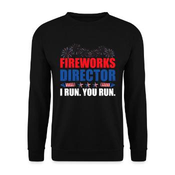 Fireworks Director I Run You Run America Flag - Unisex Pullover - Schwarz - Vorne - Alina (178cm) & Michal (187cm)