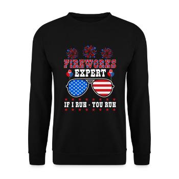 Fireworks Expert If I Run You Run Independence Day - Unisex Sweatshirt - black - Front - Alina (178cm) & Michal (187cm)