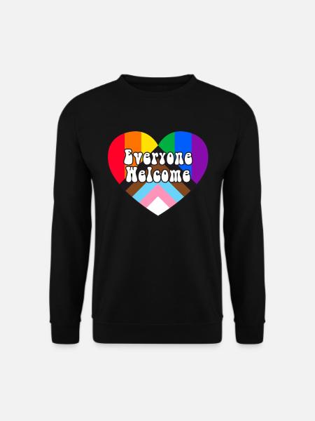 Everyone Welcome LGBTQ Rainbow Heart - Unisex Sweatshirt - black