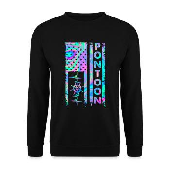 Pontoon American Flag - Unisex Sweatshirt - black - Front - Alina (178cm) & Michal (187cm)
