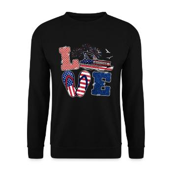 Pontoon Boat America Flip Flops Summer - Unisex Sweatshirt - black - Front - Alina (178cm) & Michal (187cm)