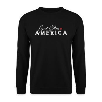 God Bless Ameria Patriotic - Unisex Pullover - Schwarz - Vorne - Alina (178cm) & Michal (187cm)