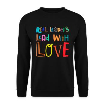 De vrais leaders mènent avec amour le Mois de la fierté LGBT - Sweat-shirt Unisexe - noir - Devant - Alina (178cm) & Michal (187cm)
