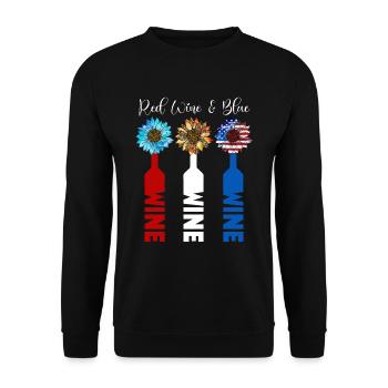 Vin Rouge Bleu 4 Juillet - Sweat-shirt Unisexe - noir - Devant - Alina (178cm) & Michal (187cm)