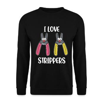 J’aime les strip-teaseuses Electrician Gift - Sweat-shirt Unisexe - noir - Devant - Alina (178cm) & Michal (187cm)