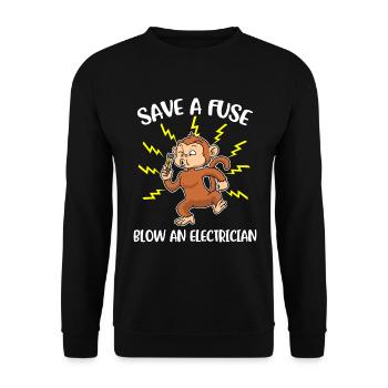 Save A Fuse Electrician Gift - Unisex Sweatshirt - black - Front - Alina (178cm) & Michal (187cm)