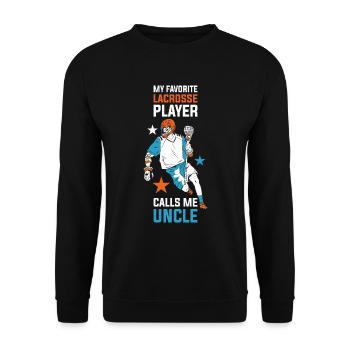 Lacrosse Uncle Lacrosse Gift - Unisex Sweatshirt - black - Front - Alina (178cm) & Michal (187cm)