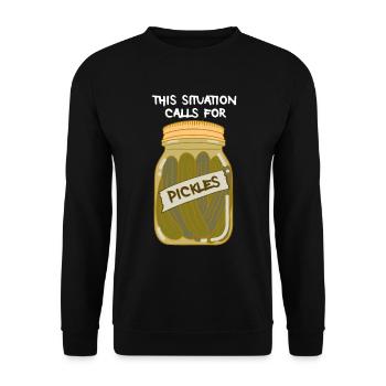 This Situation Calls For Pickles Gurke Geschenk - Unisex Pullover - Schwarz - Vorne - Alina (178cm) & Michal (187cm)
