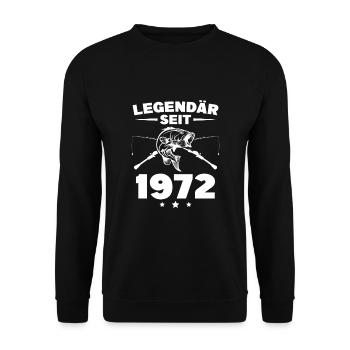 1972 Jahrgang Angler 50. Geburtstag Geschenk - Unisex Pullover - Schwarz - Vorne - Alina (178cm) & Michal (187cm)