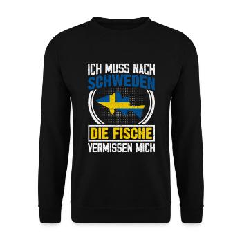 Schweden Angeltrip Fische Geschenk - Unisex Pullover - Schwarz - Vorne - Alina (178cm) & Michal (187cm)