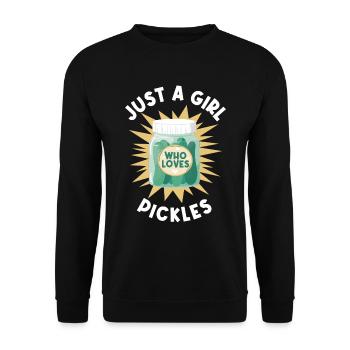 Just A Girl Who Loves Pickles Gurke Geschenk - Unisex Pullover - Schwarz - Vorne - Alina (178cm) & Michal (187cm)