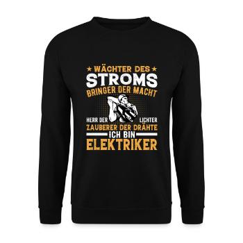 Wachter des Stroms Elektriker - Unisex Pullover - Schwarz - Vorne - Alina (178cm) & Michal (187cm)