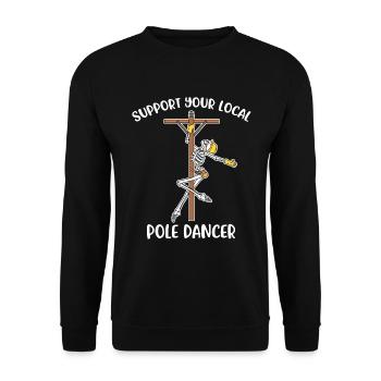 Cadeau optionnel local de pole dancer - Sweat-shirt Unisexe - noir - Devant - Alina (178cm) & Michal (187cm)