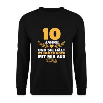 Rosenhochzeit Mann 10. Hochzeitstag Geschenk - Unisex Pullover - Schwarz - Vorne - Alina (178cm) & Michal (187cm)