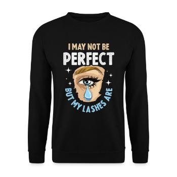 I May Not Be Perfect Maskenbildnerin Geschenk - Unisex Pullover - Schwarz - Vorne - Alina (178cm) & Michal (187cm)