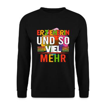 Erzieherin Kindergarten Abschiedsgeschenk - Unisex Pullover - Schwarz - Vorne - Alina (178cm) & Michal (187cm)