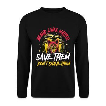 Beard Lives Matter Bart Geschenk - Unisex Pullover - Schwarz - Vorne - Alina (178cm) & Michal (187cm)