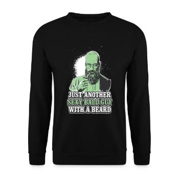 Just Another Sexy Bald Guy Bart Geschenk - Unisex Pullover - Schwarz - Vorne - Alina (178cm) & Michal (187cm)