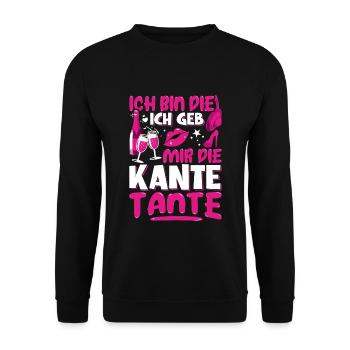 Kante Tante Feiern Party Geschenk - Unisex Pullover - Schwarz - Vorne - Alina (178cm) & Michal (187cm)