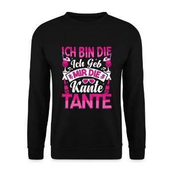 Ich bin die ich geb mir die Kante Tante - Unisex Pullover - Schwarz - Vorne - Alina (178cm) & Michal (187cm)