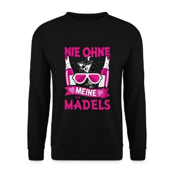 Nie ohne meine Mädels - Unisex Pullover - Schwarz - Vorne - Alina (178cm) & Michal (187cm)