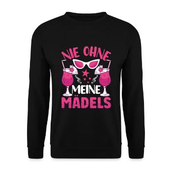 Mädels es eskalier eh nicht alleine - Unisex Pullover - Schwarz - Vorne - Alina (178cm) & Michal (187cm)
