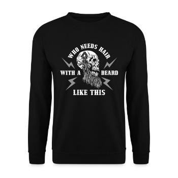 Who Needs Hair Bart Geschenk - Unisex Pullover - Schwarz - Vorne - Alina (178cm) & Michal (187cm)