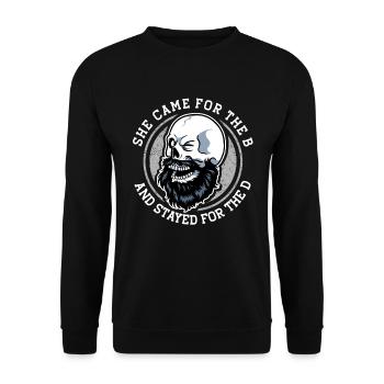 She Came For The B Bart Geschenk - Unisex Pullover - Schwarz - Vorne - Alina (178cm) & Michal (187cm)