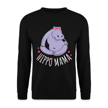 Hippo Mama Hippo Cadeau - Sweat-shirt Unisexe - noir - Devant - Alina (178cm) & Michal (187cm)