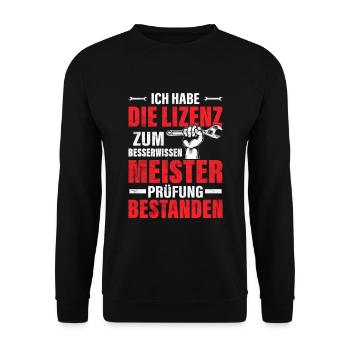 Meisterprüfung Bestanden Mechaniker Schlosser - Unisex Pullover - Schwarz - Vorne - Alina (178cm) & Michal (187cm)