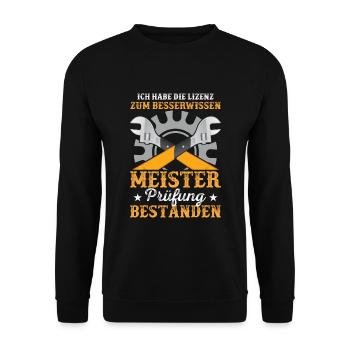 Schlosser Mechatroniker Meisterprüfung bestanden - Unisex Pullover - Schwarz - Vorne - Alina (178cm) & Michal (187cm)
