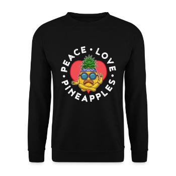 Peace Love Pineapples Ananas Geschenk - Unisex Pullover - Schwarz - Vorne - Alina (178cm) & Michal (187cm)