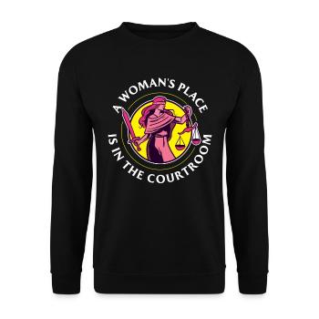 Femme dans la salle d’audience Cadeau de féminisme - Sweat-shirt Unisexe - noir - Devant - Alina (178cm) & Michal (187cm)