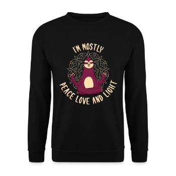 Peace Love And Light Yoga Sloth Yoga Gift - Unisex Sweatshirt - black - Front - Alina (178cm) & Michal (187cm)
