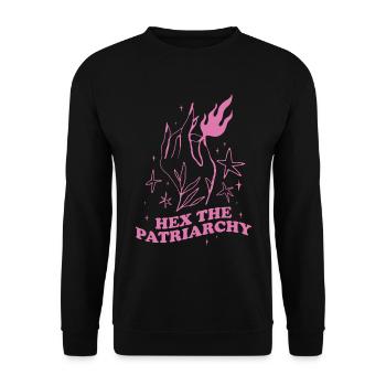 Hex The Patriarchy Feminismus Geschenk - Unisex Pullover - Schwarz - Vorne - Alina (178cm) & Michal (187cm)