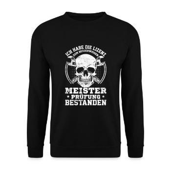 Meister Meisterprüfung Bestanden Geschenk - Unisex Pullover - Schwarz - Vorne - Alina (178cm) & Michal (187cm)