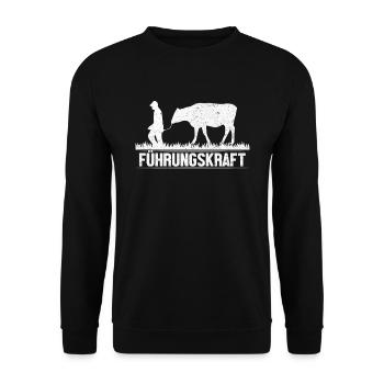 Führungskraft Landwirt Bauer Lustiger Spruch - Unisex Pullover - Schwarz - Vorne - Alina (178cm) & Michal (187cm)