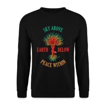 Ciel au-dessus de la terre en dessous de la paix dans le don de yoga - Sweat-shirt Unisexe - noir - Devant - Alina (178cm) & Michal (187cm)