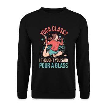 Yoga Class Pour A Glass Yoga Gift - Unisex Sweatshirt - black - Front - Alina (178cm) & Michal (187cm)