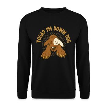 Yoga at Down Dog Yoga Gift - Unisex Sweatshirt - black - Front - Alina (178cm) & Michal (187cm)