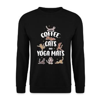 Coffee Cat And Yoga Mats Yoga Gift - Unisex Sweatshirt - black - Front - Alina (178cm) & Michal (187cm)