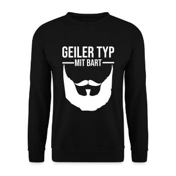 Geiler Typ Mit Bart - Bartträger Bartwuchs - Unisex Pullover - Schwarz - Vorne - Alina (178cm) & Michal (187cm)