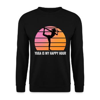 Yoga Is My Happy Hour Yoga Gift - Unisex Sweatshirt - black - Front - Alina (178cm) & Michal (187cm)