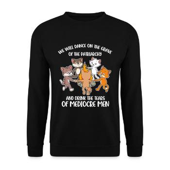 Dance On Grave Of Patriarchy Feminismus Geschenk - Unisex Pullover - Schwarz - Vorne - Alina (178cm) & Michal (187cm)