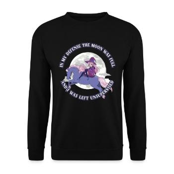 In My Defense The Moon Was Full Wicca Geschenk - Unisex Pullover - Schwarz - Vorne - Alina (178cm) & Michal (187cm)