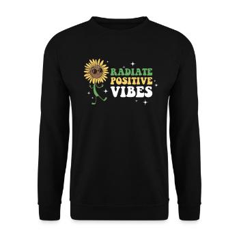 Radiate Positive Vibes Hippie Gift - Unisex Sweatshirt - black - Front - Alina (178cm) & Michal (187cm)