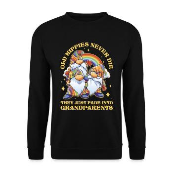 Old Hippies Never The Hippie Gift - Unisex Sweatshirt - black - Front - Alina (178cm) & Michal (187cm)