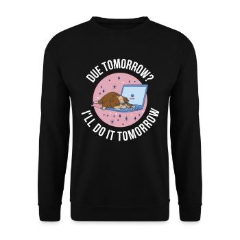 Cadeau de procrastination Due Tomorrow - Sweat-shirt Unisexe - noir - Devant - Alina (178cm) & Michal (187cm)
