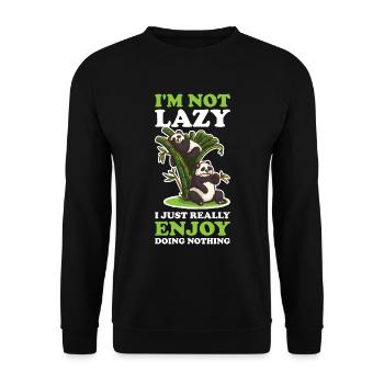 Im Not Lazy Pandabär Geschenk - Unisex Pullover - Schwarz - Vorne - Alina (178cm) & Michal (187cm)